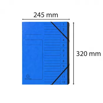 Exacompta Document Organizer 12 Compartments Blue Cardboard