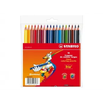 STABILO Trio Colouring Pencils, 4.2 mm, Assorted Colours, 18 Pieces