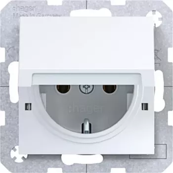 Hager WAS1112WG Schuko Socket Outlet Axcent/Cenit Light White Glossy IP44