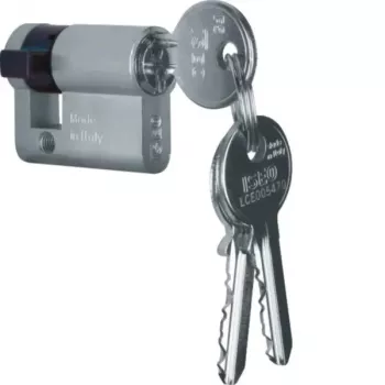 Hager WDA7172 Profile Half-Cylinder Accessory, 30/10 mm, Nickel-Plated Brass, 2 Keys