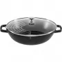 STAUB Wok 30 cm with Lid Black, Cast Iron