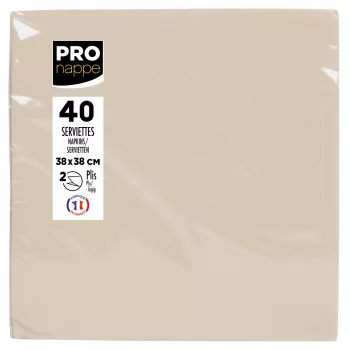 PROnappe Napkins Cream 2-Ply 19.0 x 19.0 cm 40 pcs