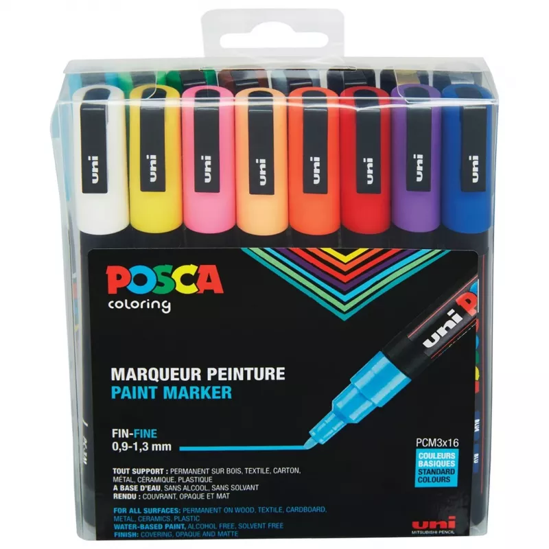 Faber-Castell UNI PC-3M Paint Marker Set - 16 Assorted Colours
