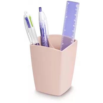 CEP Office Solution Mineral Pen Holder 2 Compartments Powder Pink Rectangular Polystyrene 74 x 74 x 95 mm