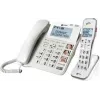 Geemarc DECT595 COMBI Corded Senior Telephone with Answering Machine, Hands-Free, Optical Call Signaling, Hearing Aid Compatible, Including Emergency Transmitter (DECT595_COMBI_WH_VDE)