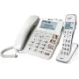 Geemarc DECT595 COMBI Corded Senior Telephone with Answering Machine, Hands-Free, Optical Call Signaling, Hearing Aid Compatible, Including Emergency Transmitter (DECT595_COMBI_WH_VDE)
