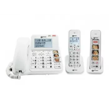 Geemarc Pack SENIOR 295 Corded and Cordless Senior Telephone with Answering Machine, Photo Keys, Cordless Handset with Illuminated Display, White