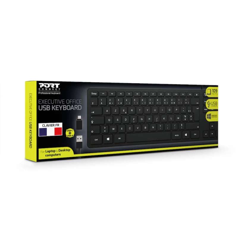 PORT Designs PORT Connect Keyboard - USB, USB-C - French AZERTY Layout - Black