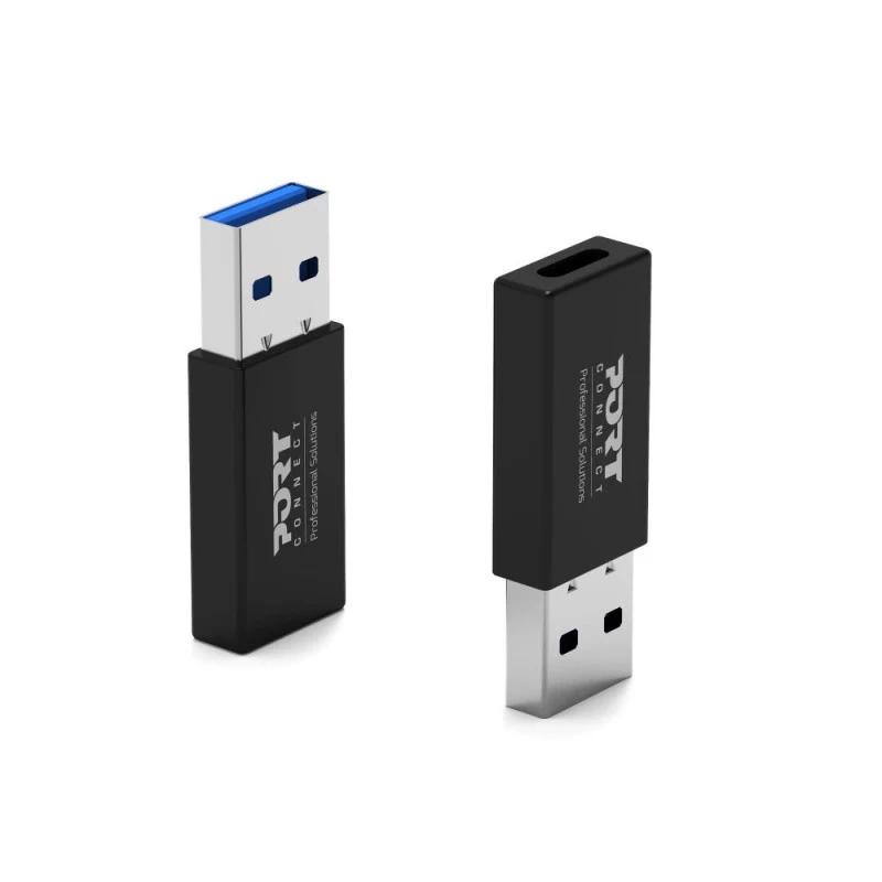 PORT Designs USB-A to USB-C Converter - USB 2.0 Adapter - Black