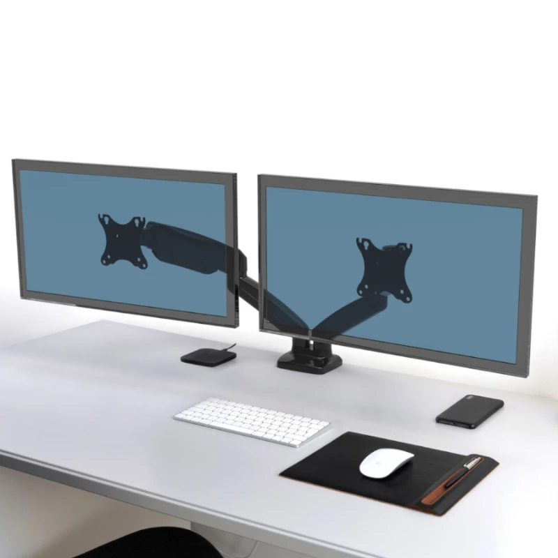 PORT Designs PORT Connect Adjustable Dual Monitor Mount - for 2 Screens up to 32 inch - Desk Clamp/Grommet - Black