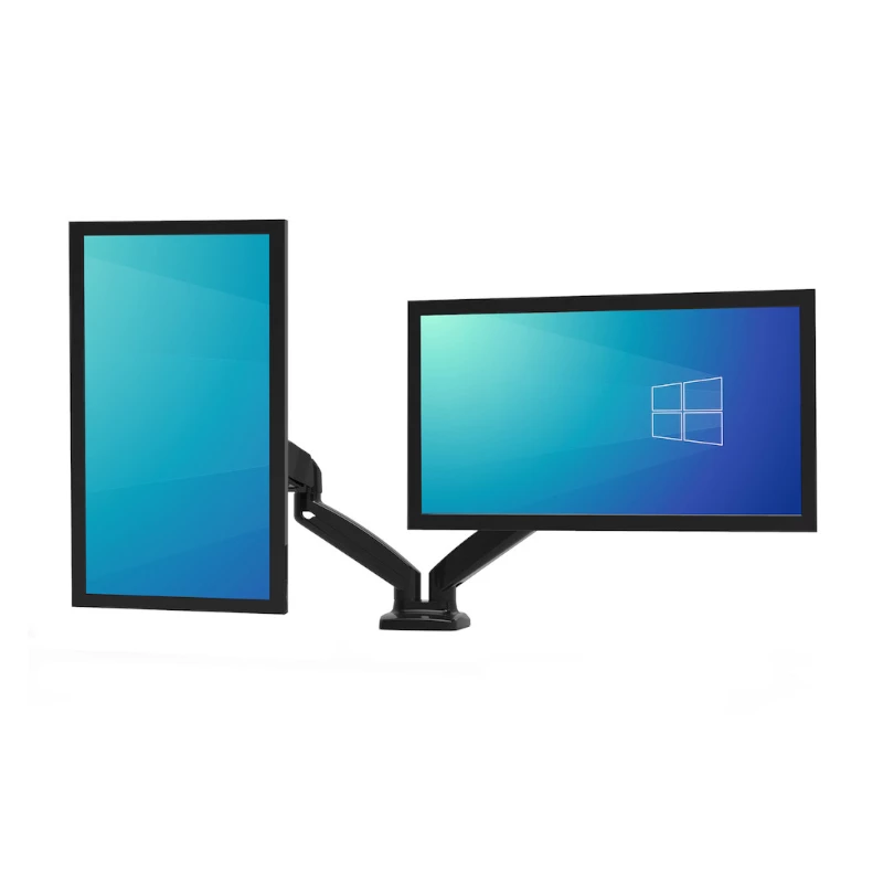 PORT Designs PORT Connect Adjustable Dual Monitor Mount - for 2 Screens up to 32 inch - Desk Clamp/Grommet - Black
