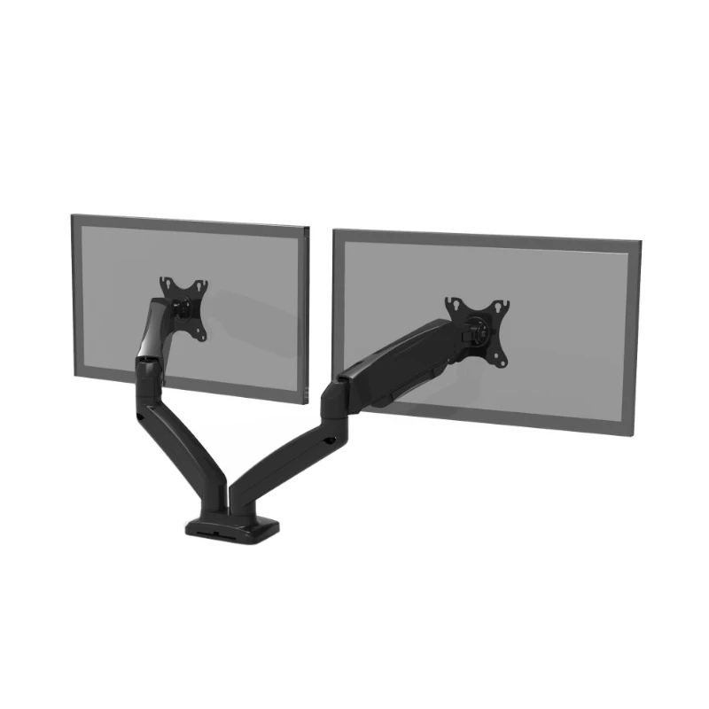 PORT Designs PORT Connect Adjustable Dual Monitor Mount - for 2 Screens up to 32 inch - Desk Clamp/Grommet - Black