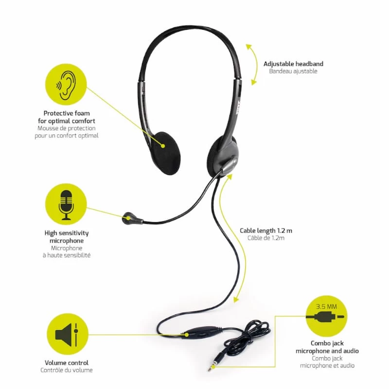 PORT Designs PORT Connect Wired On-Ear Headset with Microphone