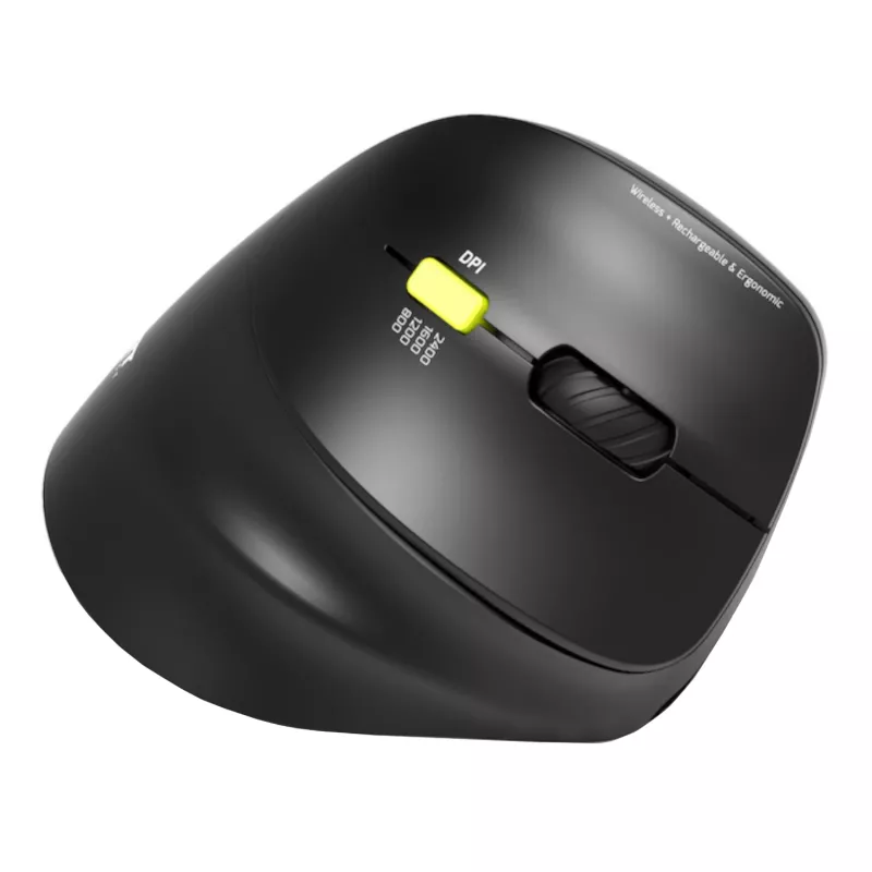 PORT Designs PORT Connect Professional ERGO SHAPE Wireless Rechargeable Mouse - Right-Handed - Optical - 5 Buttons - 2.4 GHz, Bluetooth - USB Receiver