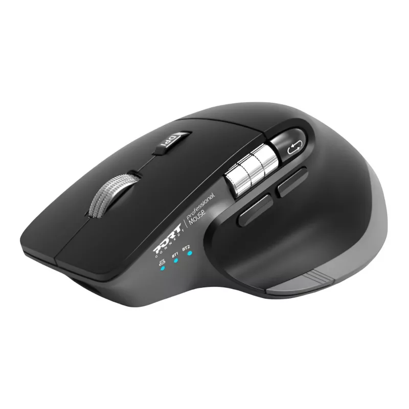 PORT Designs PORT Connect Professional ULTIMATE Wireless Rechargeable Mouse - Optical - 6 Buttons - 2.4 GHz, Bluetooth - USB Receiver