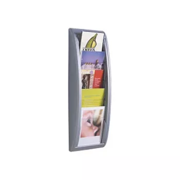 PAPERFLOW Wall-Mounted Brochure Holder A5 5 Compartments Aluminium