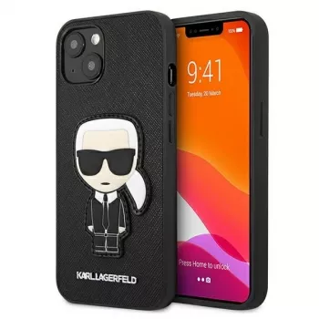 Karl Lagerfeld KLHCP13SOKPK iPhone 13 Mini 5.4 inch Black Hardcase Saffiano Ikonik Karl Patch
