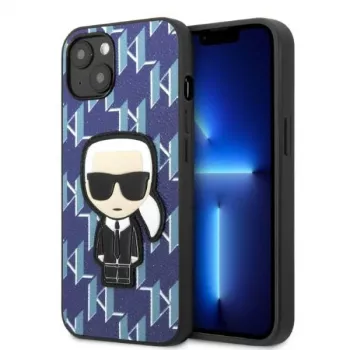 Karl Lagerfeld iPhone 13/14/15 6.1 inch Hardcase Blue Monogram Ikonik Patch