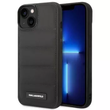 Karl Lagerfeld KLHCP14SPSQAK Puffy Elongated Logo Hard Case for Apple iPhone 13/14/15 6.1 inch - Black