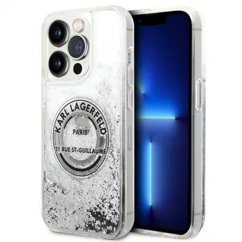 Karl Lagerfeld iPhone 14 Pro 6.1 inch Hardcase Liquid Glitter RSG Silver