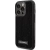 Karl Lagerfeld KLHCP15LHDSPLK Hard Case for iPhone 15 Pro 6.1 inch Black Rhinestone Logo Metal Plate