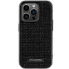 Karl Lagerfeld KLHCP15LHDSPLK Hard Case for iPhone 15 Pro 6.1 inch Black Rhinestone Logo Metal Plate