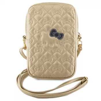 Hello Kitty Quilted Bows Strap Crossbody Phone Bag Gold