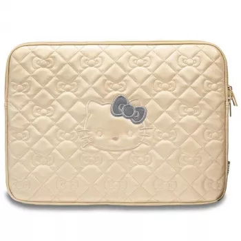 Hello Kitty Sleeve HKCSZPEKHBPD 14 inch Gold Zip PU Quilted Bows