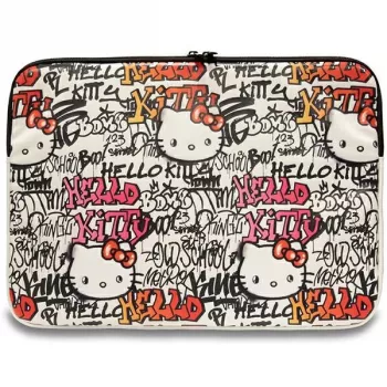 Hello Kitty Sleeve HKCSZPDGPTE 14 Beige Zip PU Tags Graffiti