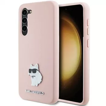 Karl Lagerfeld KLHCS23MSMHCNPP Silicone Case for Samsung Galaxy S23+ with Choupette Metal Pin - Pink