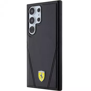 Ferrari FEHMS24LP3BAK Hardcase for Samsung Galaxy S24 Ultra, Black, Hot Stamp V Lines, MagSafe