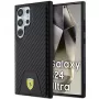 Ferrari FEHCS24LN3PUK Hard Case for Samsung Galaxy S24 Ultra, Carbon Stitched Bottom, Black
