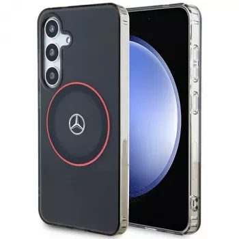 Mercedes-Benz S24 Hardcase Double Layer with Red MagSafe for Samsung Galaxy S24 - Black