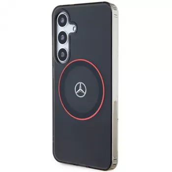Mercedes-Benz S24 Hardcase Double Layer with Red MagSafe for Samsung Galaxy S24 - Black