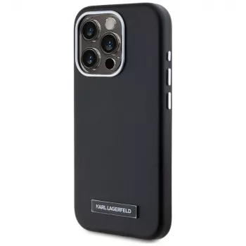 Karl Lagerfeld Metal Plate MagSafe Case for iPhone 15 Pro Max Black