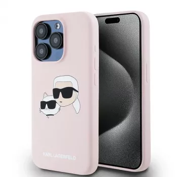 Karl Lagerfeld KLHMP15LSKCHPPLP iPhone 15 Pro 6.1 Pink Hardcase Silicone Karl & Choupette MagSafe