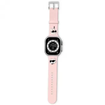 Karl Lagerfeld 3D Rubber Karl & Choupette Heads Strap for Apple Watch 42/44/45/49mm Pink