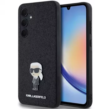 Karl Lagerfeld KLHCSA35GKNPSK A35 A356 Black Hardcase Fixed Glitter Ikonik Logo Metal Pin for Samsung Galaxy A35 5G