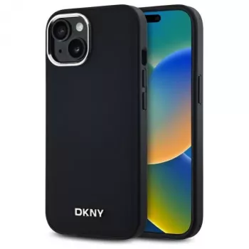 DKNY DKHMP15MPSCMCLK Hard Case for Apple iPhone 15 Plus 6.7 inch Black Plain Logo MagSafe