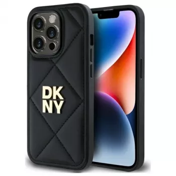 DKNY DKHCP14LPQDSLK Quilted Stack Logo Back Cover Case for Apple iPhone 14 Pro 6.1 inch Black
