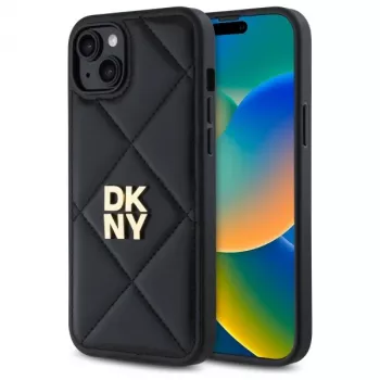 DKNY DKHCP15MPQDSLK Quilted Stack Logo Case for iPhone 15 Plus 6.7 inch Black