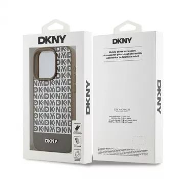 DKNY DKHMP15XPSOSPW Hardcase Leather Printed Pattern Metal Logo MagSafe for iPhone 15 Pro Max 6.7 inch Brown
