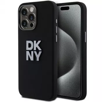 DKNY DKHCP15LSMCBSK Hardcase Liquid Silicone Case for Apple iPhone 15 Pro 6.1 inch Black Metal Logo
