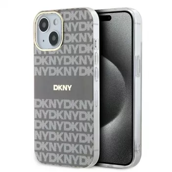 DKNY DKHMP15SHRHSEE Hard Case for Apple iPhone 15 / 14 / 13 6.1 inch Beige IML Mono & Stripe MagSafe