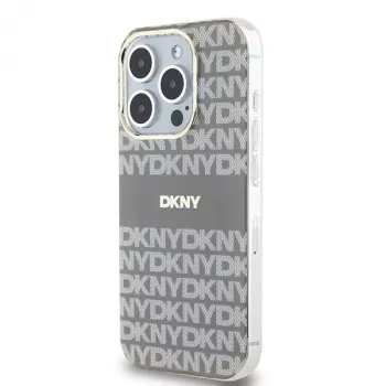 DKNY DKHMP15XHRHSEE Hardcase for iPhone 15 Pro Max 6.7 inch Beige IML Mono & Stripe MagSafe