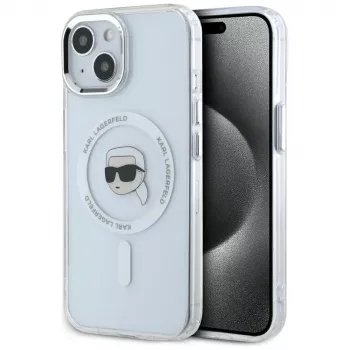 KARL LAGERFELD IML Metal Karl Head MagSafe Case for Apple iPhone 15 - White