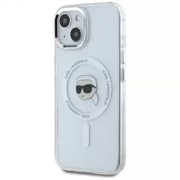 KARL LAGERFELD IML Metal Karl Head MagSafe Case for Apple iPhone 15 - White