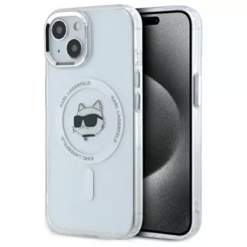 Karl Lagerfeld KLHMP15MHLSCHH Hardcase for Apple iPhone 15 Plus 6.7 inch White IML Metal Choupette Head MagSafe