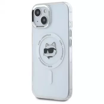 Karl Lagerfeld KLHMP15MHLSCHH Hardcase for Apple iPhone 15 Plus 6.7 inch White IML Metal Choupette Head MagSafe