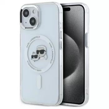 Karl Lagerfeld KLHMP14SHLSKCH Hardcase for Apple iPhone 14 6.1 inch White IML Metal Karl & Choupette Head MagSafe